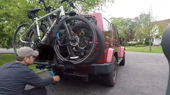 Jeep's rear mounted spare for kids bikes